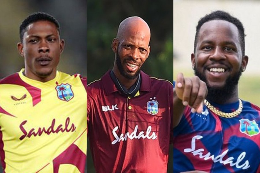 From left, Sheldon Cottrell, Roston Chase and Kyle Mayers