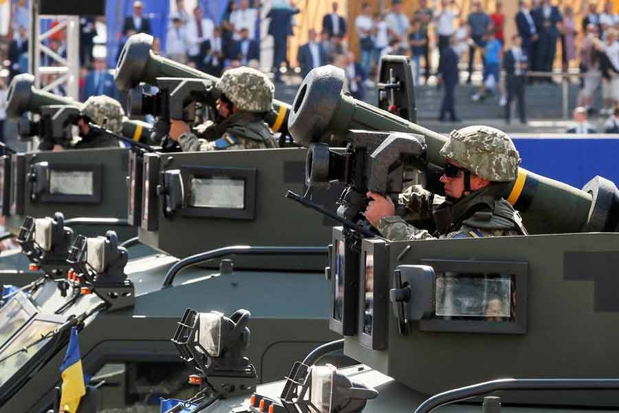 Ukrainian Army servicemembers riding with Javelin anti-tank missiles during a military parade marking Ukraine's Independence Day in Kiev of Ukraine in 2018 -Reuters file photo