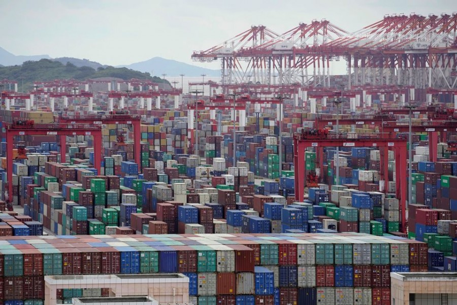 Containers are seen at the Yangshan Deep-Water Port in Shanghai, China on October 19, 2020 — Reuters/Files