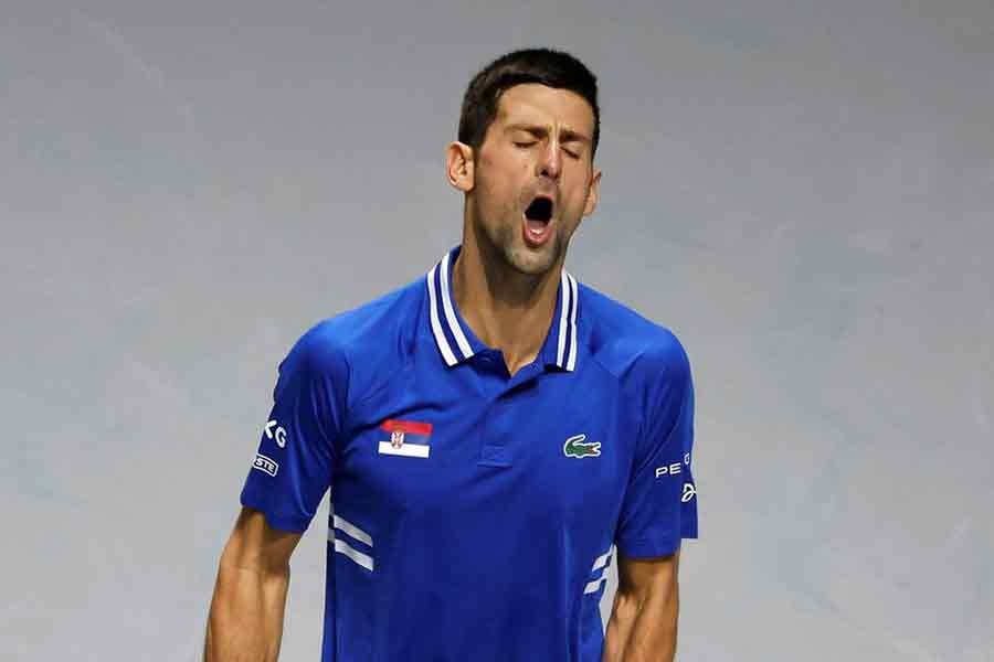 Serbia's Novak Djokovic reacts during his match against Croatia's Marin Cilic in Madrid on December 3 last year –Reuters file photo