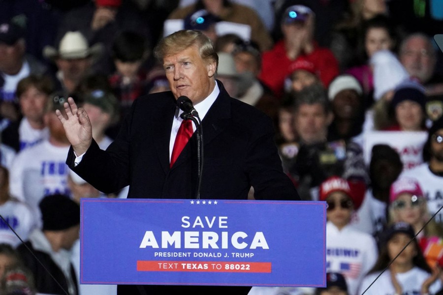 Former US President Donald Trump speaks during a rally, in Conroe, Texas, US, January 29, 2022 – Reuters/Go Nakamura