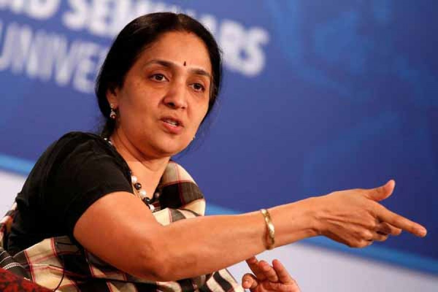 Chitra Ramkrishna, Managing Director and CEO, National Stock Exchange (India), participates in The Future of Finance panel discussion during the IMF-World Bank annual meetings in Washington October 12, 2014 — Reuters/Files