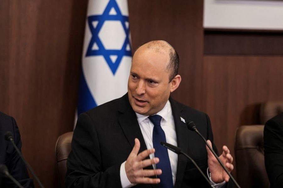 Israeli PM Bennett lands in Bahrain in first visit Israeli Prime Minister Naftali Bennett chairs the weekly cabinet meeting at the prime minister's office in Jerusalem February 13, 2022 – Menahem Kahana/Pool via Reuters