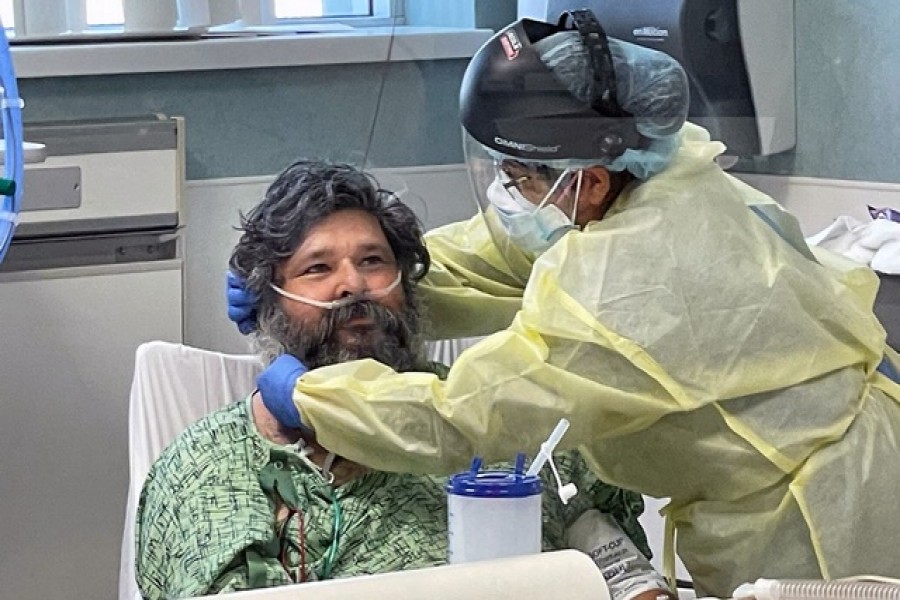 An unidentified COVID-19 patient is treated in the ICU at Providence St Joseph Hospital in Orange, California, US July 23, 2021 – Reuters/Files