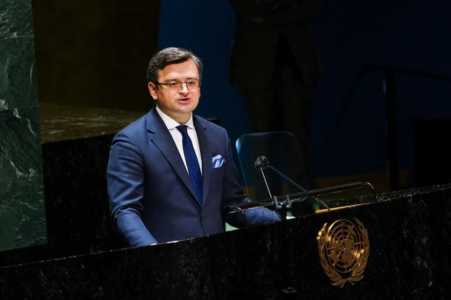 Ukraine's Foreign Minister Dmytro Kuleba speaks during a meeting of the UN General Assembly on the situation between Russia and Ukraine, at the United Nations Headquarters in Manhattan, New York City, US, February 23, 2022 — Reuters/Carlo Allegri