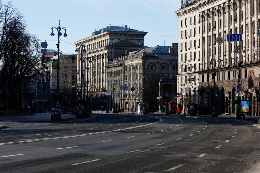 A deserted street is seen after curfew ended, as Russia's invasion of Ukraine continues, in Kyiv, Ukraine on February 28, 2022 — Reuters photo