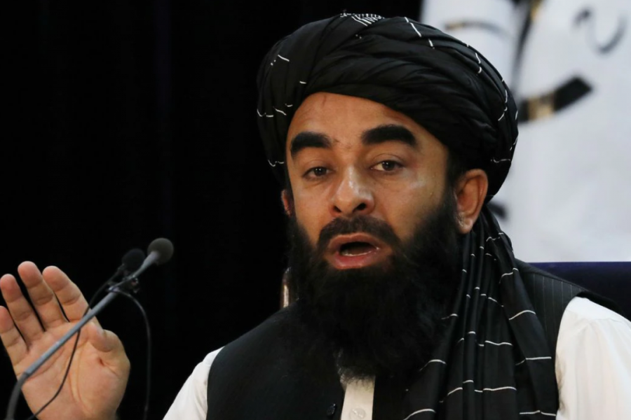 Taliban spokesman Zabihullah Mujahid speaks during a news conference in Kabul, Afghanistan September 6, 2021. REUTERS/Stringer/File Photo