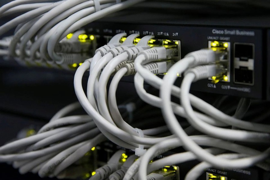 Ethernet cables used for internet connection are seen at the headquarters of the Wnet internet service provider in Kiev, Ukraine on July 26, 2017 — Reuters/Files