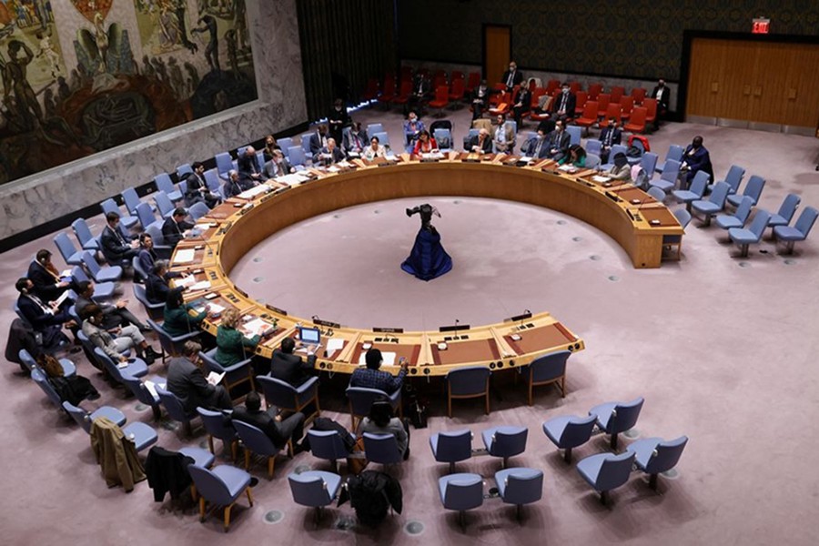 A general view shows the United Nations Security Council meeting on non-proliferation of weapons of mass destruction, amid Russia's invasion of Ukraine, at the United Nations Headquarters in New York City, US on March 14, 2022 — Reuters photo