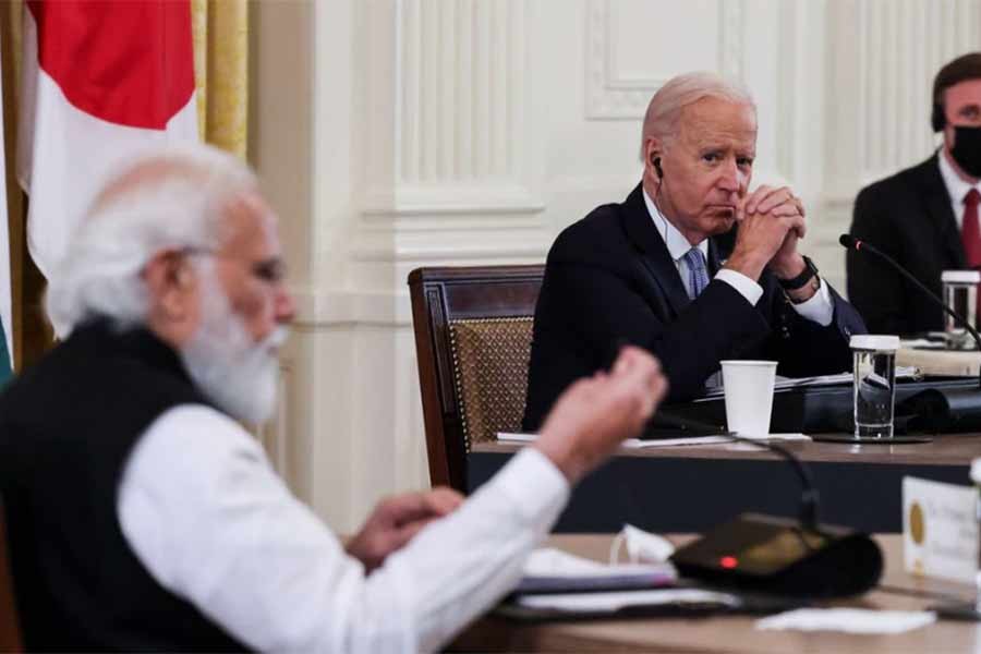 US President Joe Biden and India's Prime Minister Narendra Modi attending a 'Quad nations' meeting at the Leaders' Summit of the Quadrilateral Framework held in the East Room at the White House in Washington of the United States on September 24 last year –Reuters file photo