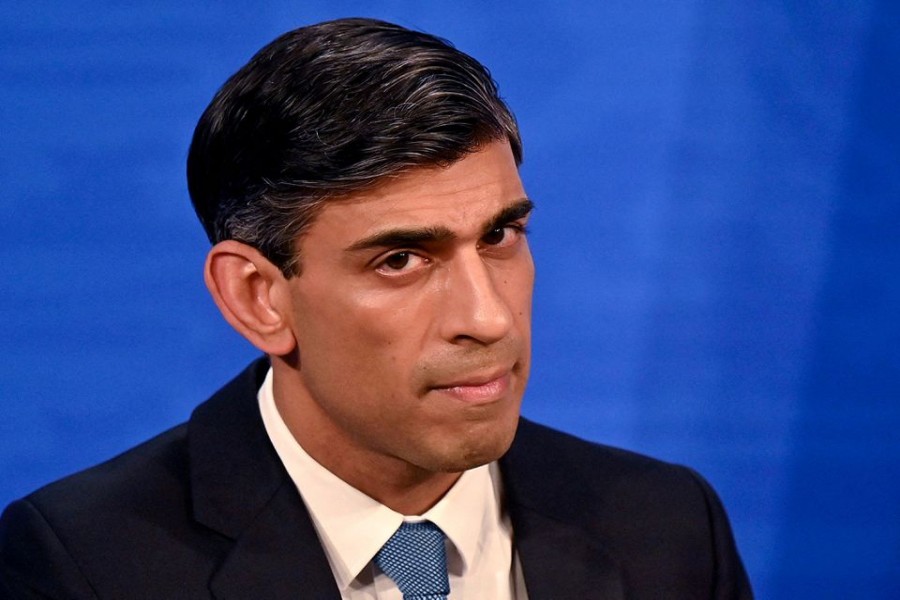 Britain's Chancellor of the Exchequer Rishi Sunak hosts a news conference in the Downing Street Briefing Room in London, Britain February 3, 2022. Justin Tallis/Pool via REUTERS//File Photo