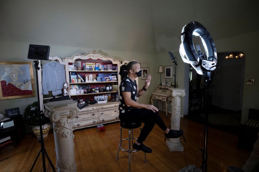 Lash Fary, founder of Distinctive Assets, is interviewed by Reuters near items to be included in the Academy Awards gift bag in Los Angeles, California, US on April 14, 2021 — Reuters/Files