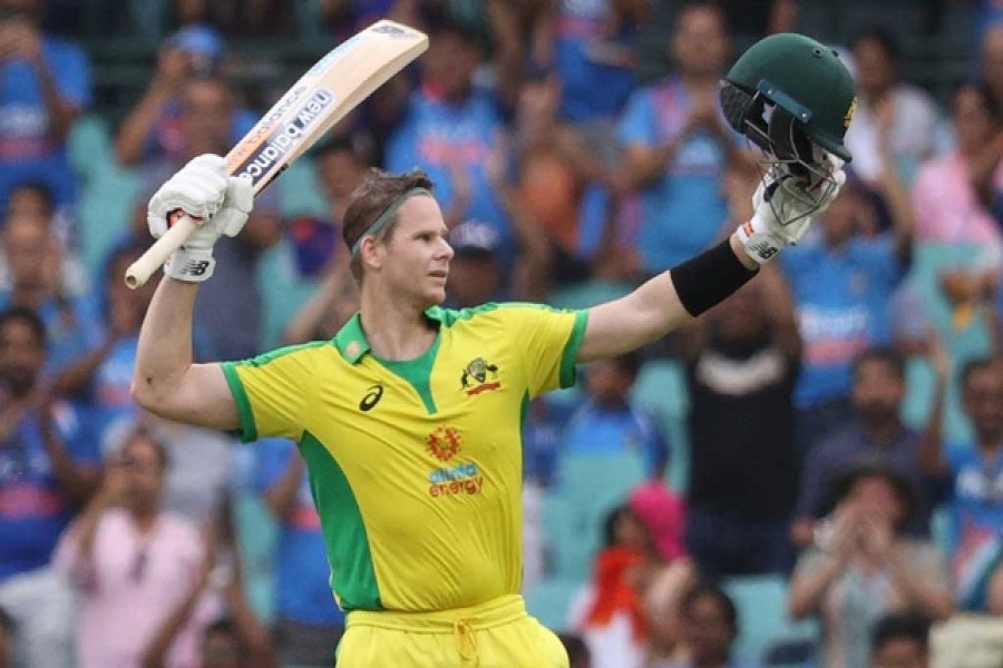 Second One Day International - Australia v India - Sydney Cricket Ground, Sydney, Australia - November 29, 2020 Australia's Steven Smith celebrates his century REUTERS/Loren Elliott