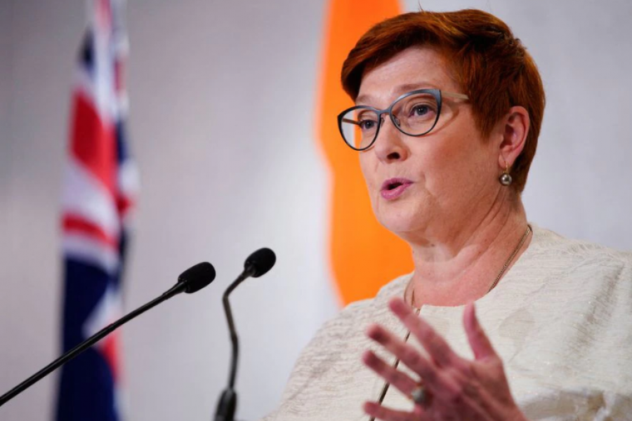 Australian Foreign Minister Marise Payne speaks at a press conference after a meeting of the Quadrilateral Security Dialogue (Quad) foreign ministers in Melbourne, Australia, February 12, 2022. REUTERS/Sandra Sanders