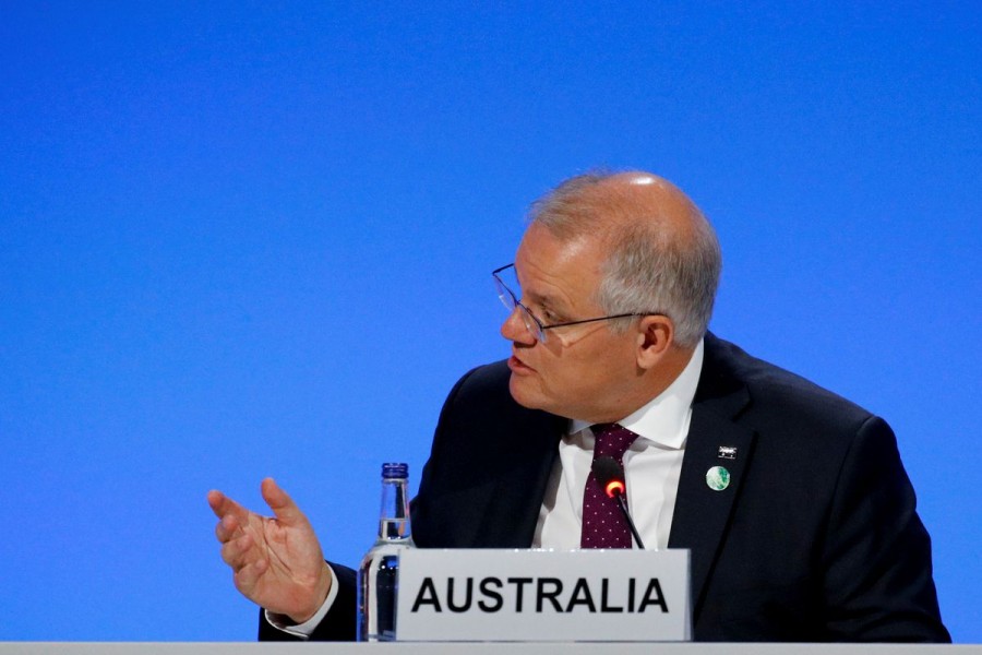 Australia's Prime Minister Scott Morrison attends a meeting during the UN Climate Change Conference (COP26) in Glasgow, Scotland, Britain on November 2, 2021 — Reuters/Files