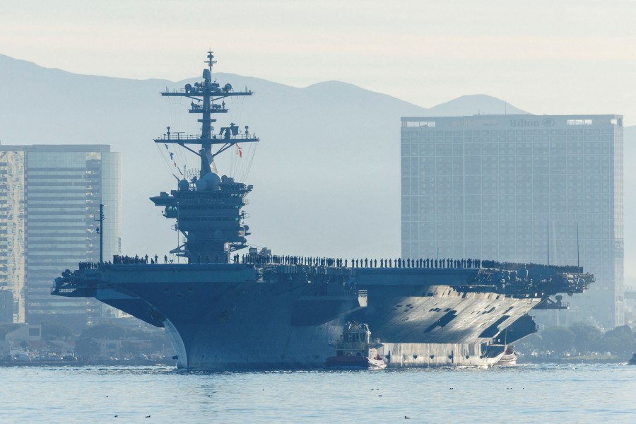 The USS Abraham Lincoln deploys from San Diego Naval Air Station North Island in San Diego, California, US on January 3, 2022 — Reuters/Files