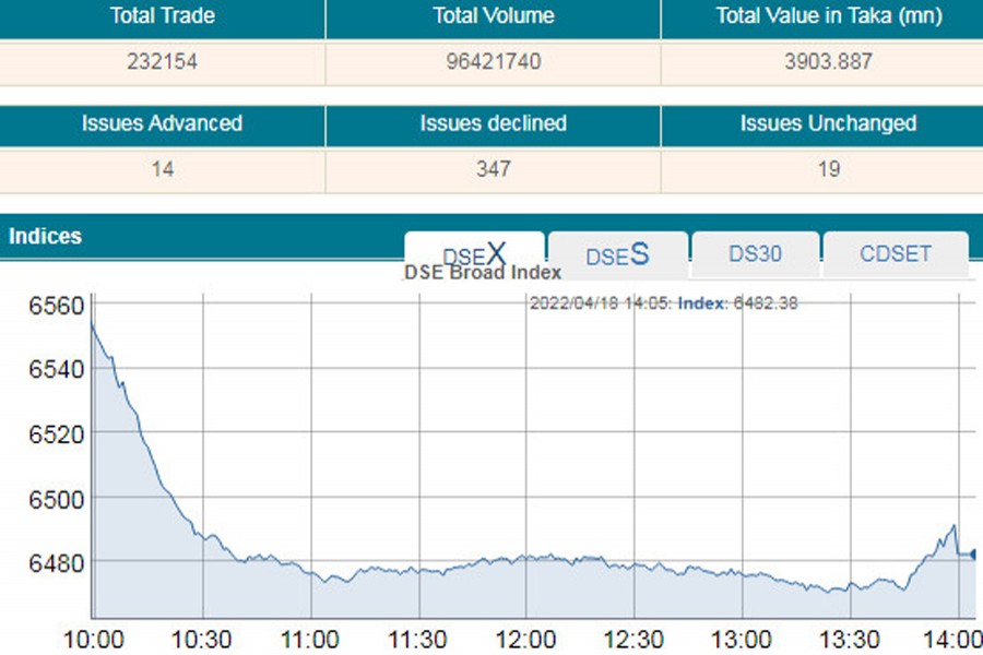 DSEX sinks below 6500-mark on panic sales