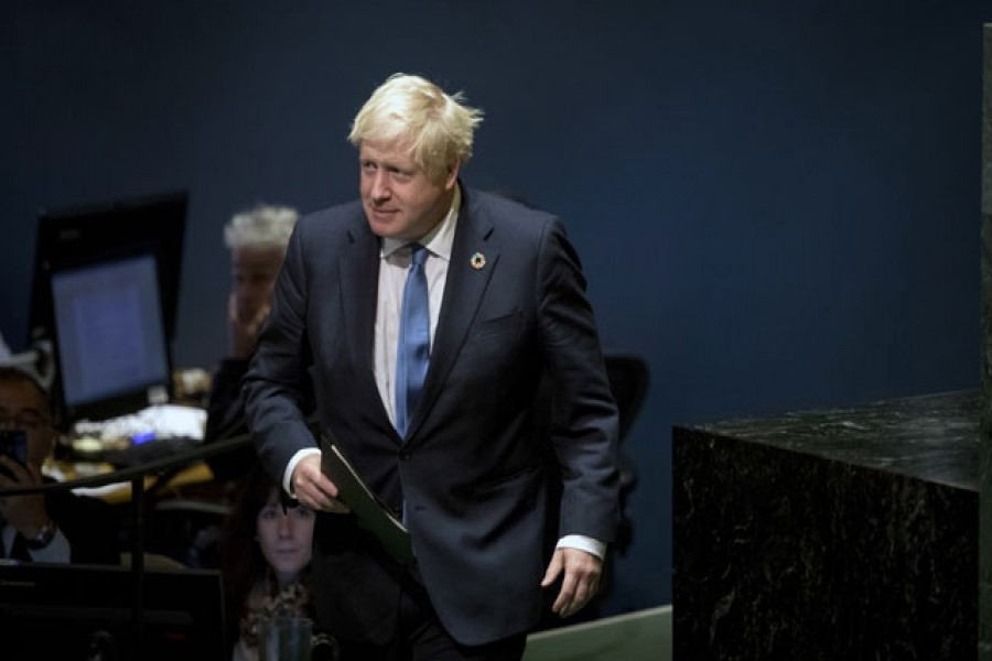 British Prime Minister Boris Johnson arrives to speak at the United Nations General Assembly at UN headquarters in New York on Sept 24, 2019 - Reuters