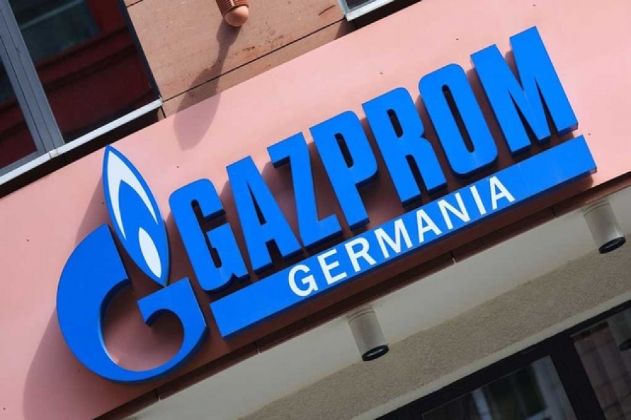 The logo of Gazprom Germania is pictured at their headquarters, in Berlin, Germany April 1, 2022 — Reuters/Files