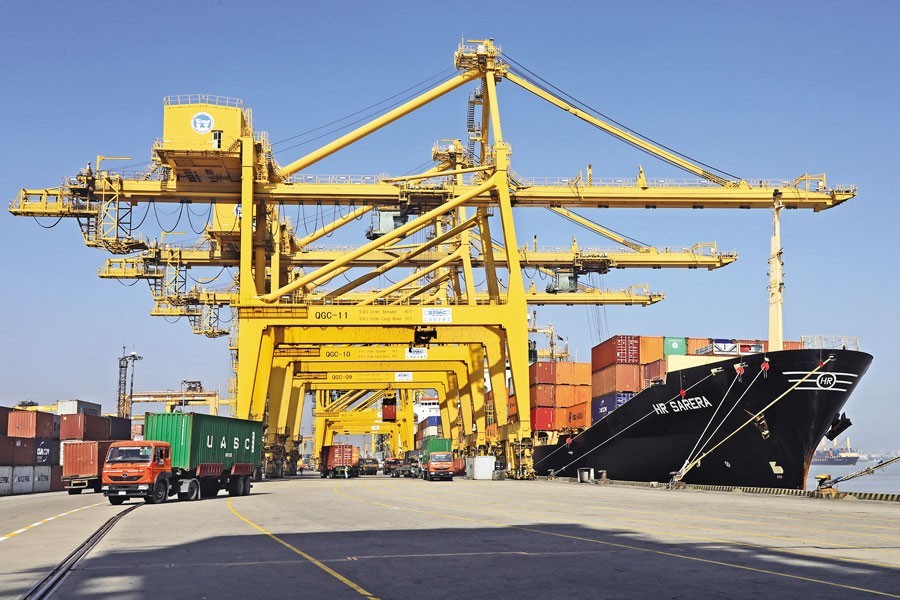 A partial view of the Chittagong Port