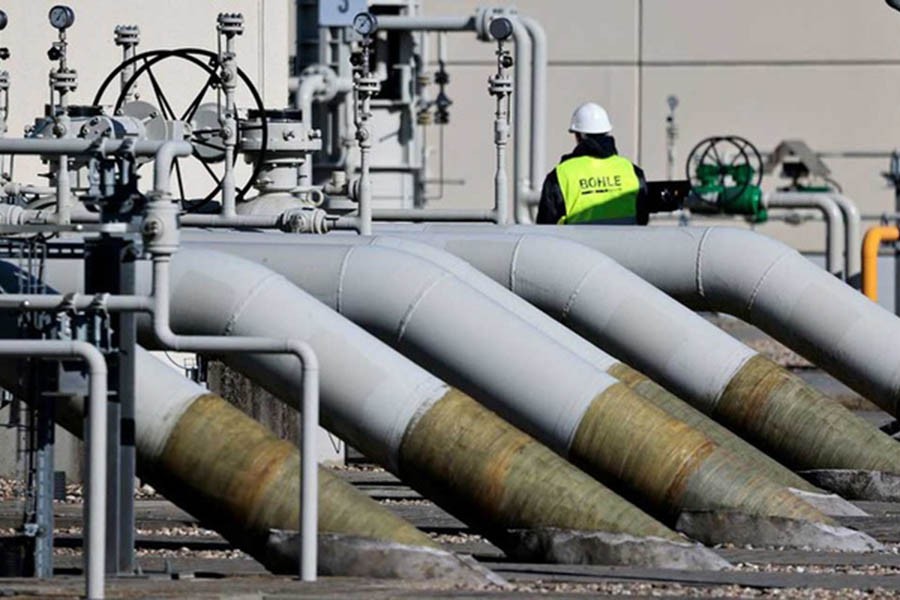 Pipes at the landfall facilities of the 'Nord Stream 1' gas pipeline are pictured in Lubmin, Germany, March 8, 2022. REUTERS/Hannibal Hanschke