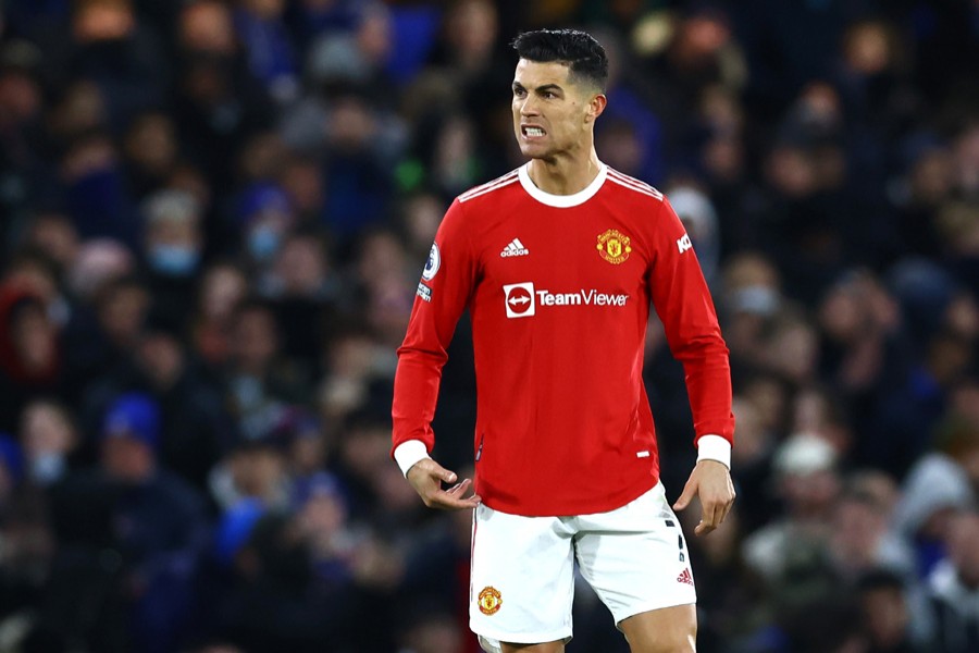 Manchester United's Cristiano Ronaldo reacts during match against Chelsea at Stamford Bridge in London, Britain on November 28, 2021 — Reuters/Files