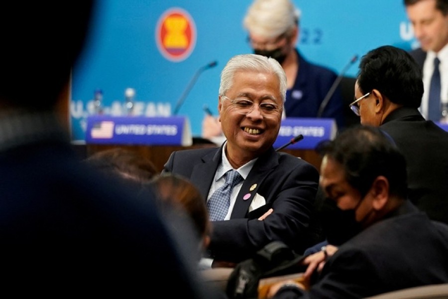 Malaysian Prime Minister Ismail Sabri Yaakob attends a meeting on climate action, clean energy, and sustainable infrastructure with US Vice President Kamala Harris, US cabinet members and leaders ASEAN as part of the US-ASEAN Special Summit, in Washington, May 13, 2022. REUTERS