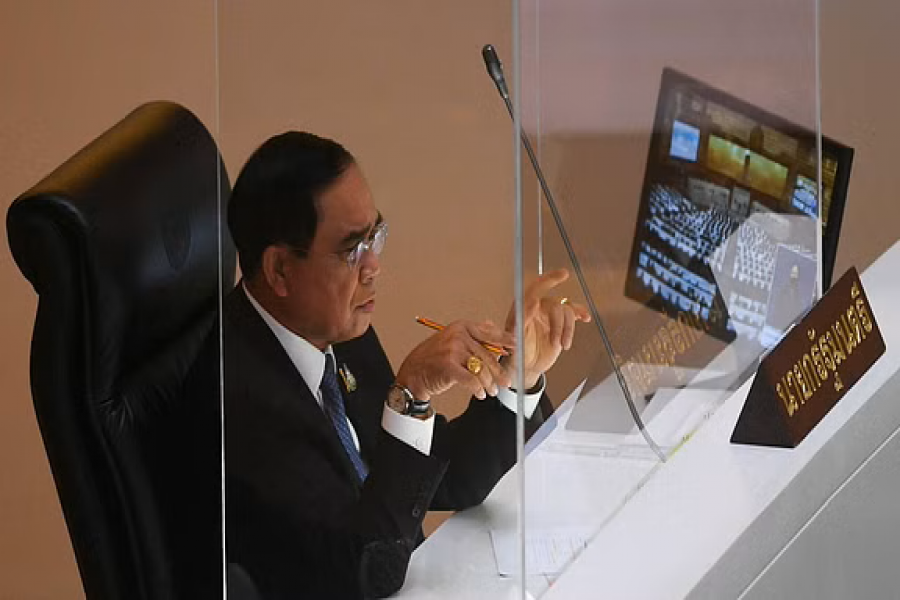 Thailand's Prime Minister Prayuth Chan-ocha reacts during the 4th no-confidence vote at the parliament in Bangkok, Thailand, Jul 23, 2022. REUTERS