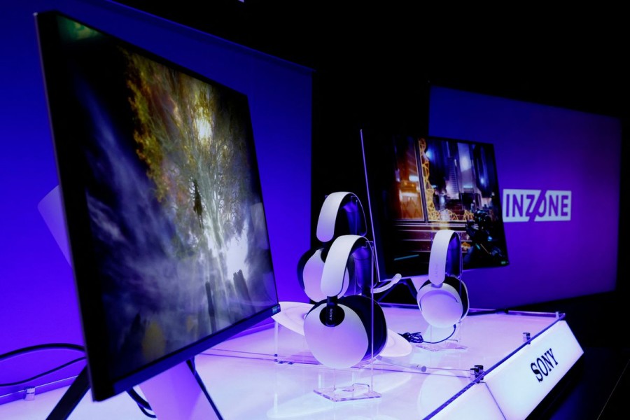 Sony Group Corp's new line of headphones and monitors targeting the growing PC market for video games, the Inzone line, is displayed during its unveiling in Tokyo, Japan, June 29, 2022. REUTERS/Kim Kyung-Hoon