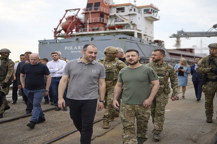 Zelenskyy observes first grain exports leaving