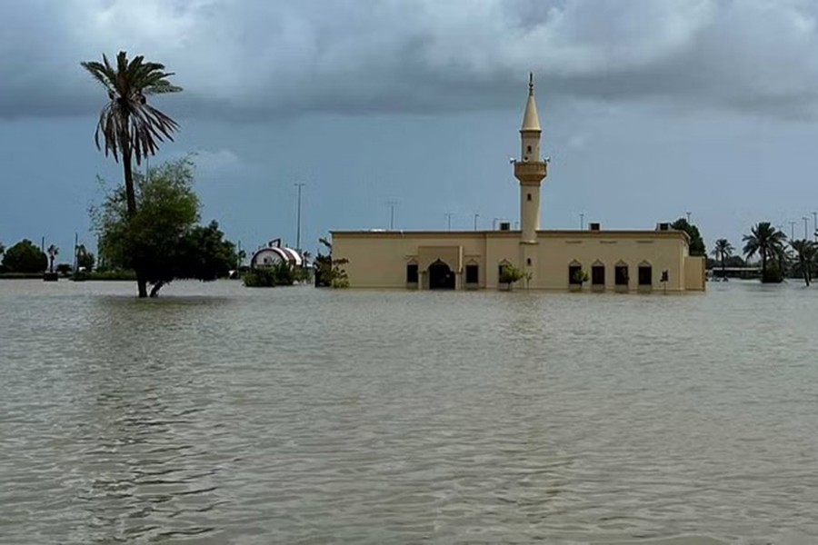 General view of flood water following a day of heavy rain in Fujairah, United Arab Emirates on July 28, 2022 — Reuters photo