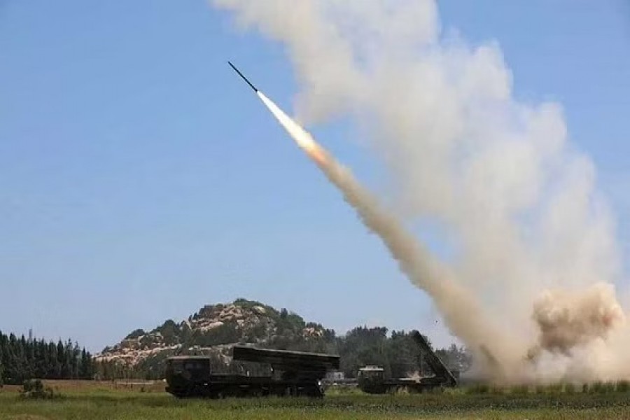 The Ground Force under the Eastern Theatre Command of China's People's Liberation Army (PLA) conducts a long-range live-fire drill into the Taiwan Strait, from an undisclosed location in this August 4, 2022 handout released on August 5, 2022. Eastern Theatre Command/Handout via REUTERS