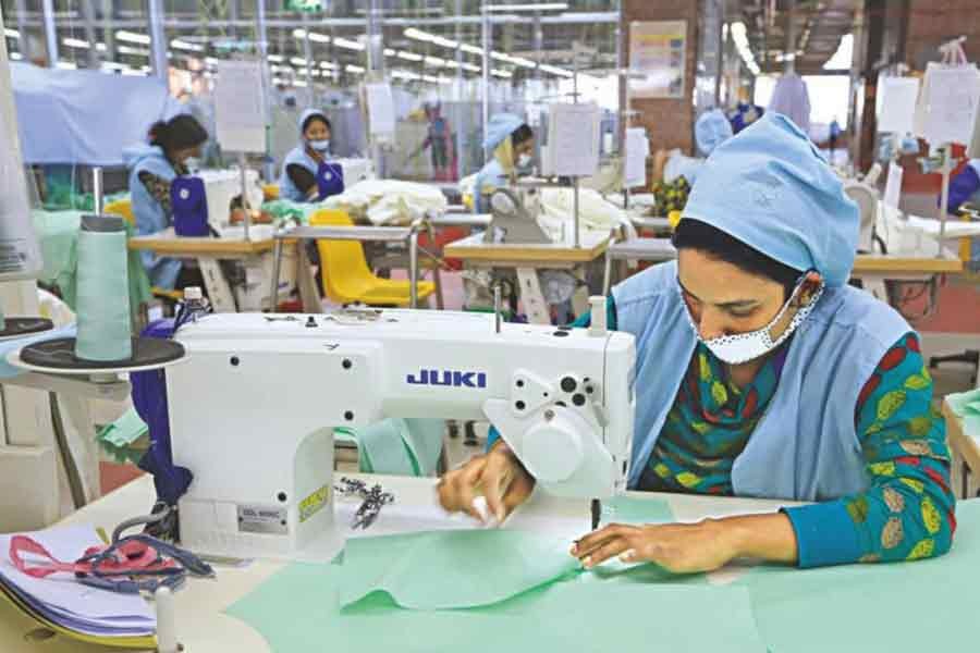 A worker at a textile factory