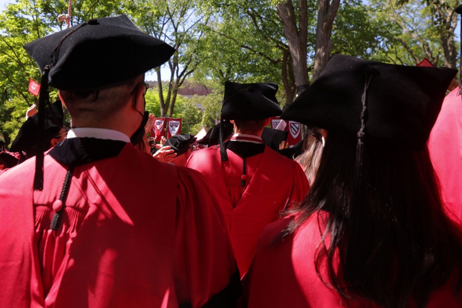 Graduating students stand during Harvard University's 371st Commencement Exercises in Cambridge, Massachusetts, US on May 26, 2022 — Reuters/Files