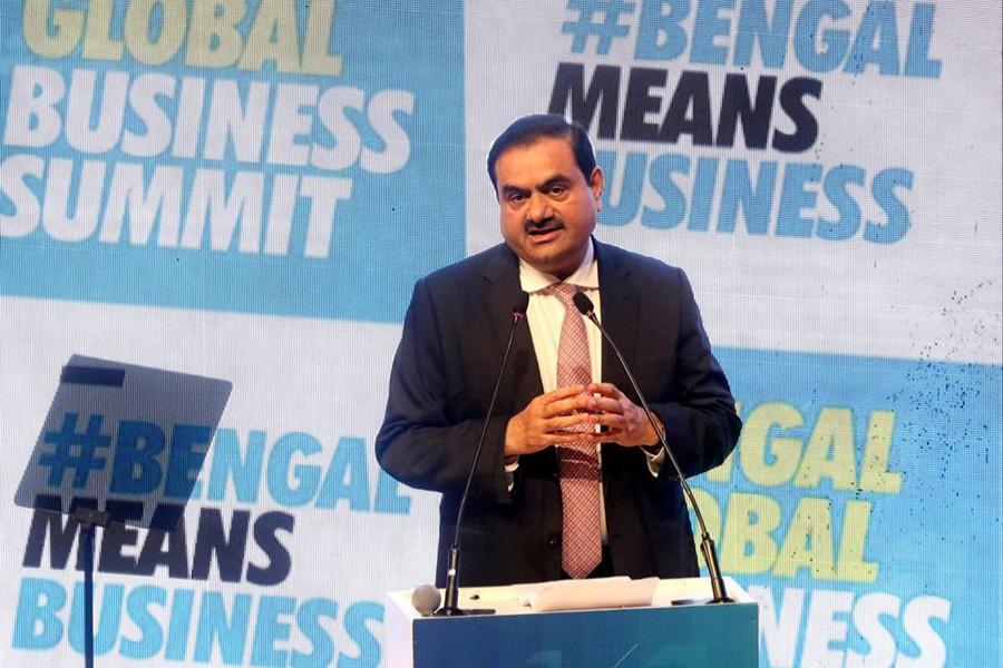 Indian billionaire Gautam Adani addresses delegates during the Bengal Global Business Summit in Kolkata, India on April 20, 2022 — Reuters/Files