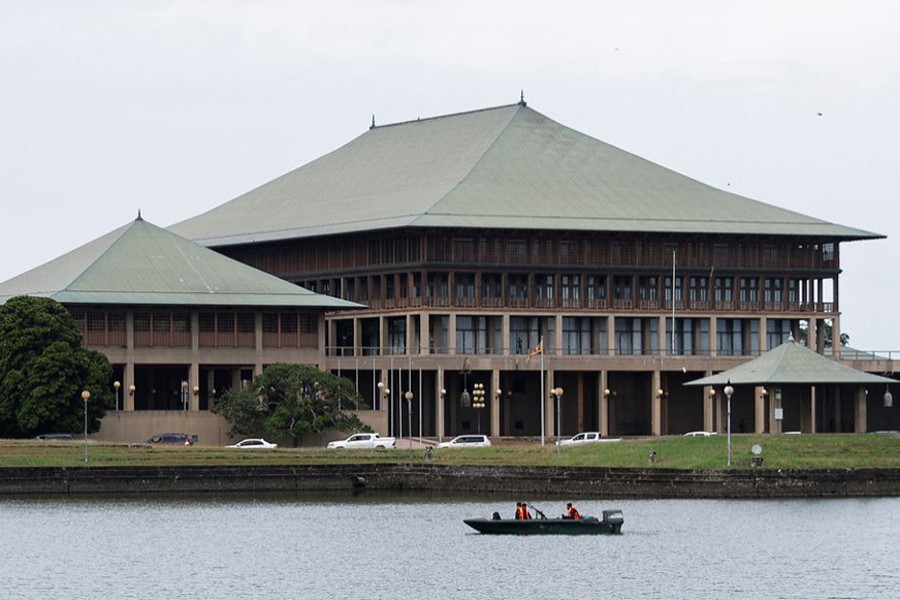 Security personel patrol in a boat in the premises of the Parliament building, amid the country's economic crisis, in Colombo, Sri Lanka on July 16, 2022 — Reuters/Files