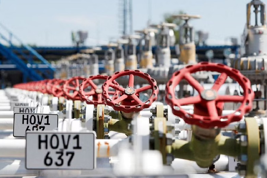 Gas valves are seen at Zsana Storage Site in Zsana, Hungary, May 20, 2022. REUTERS