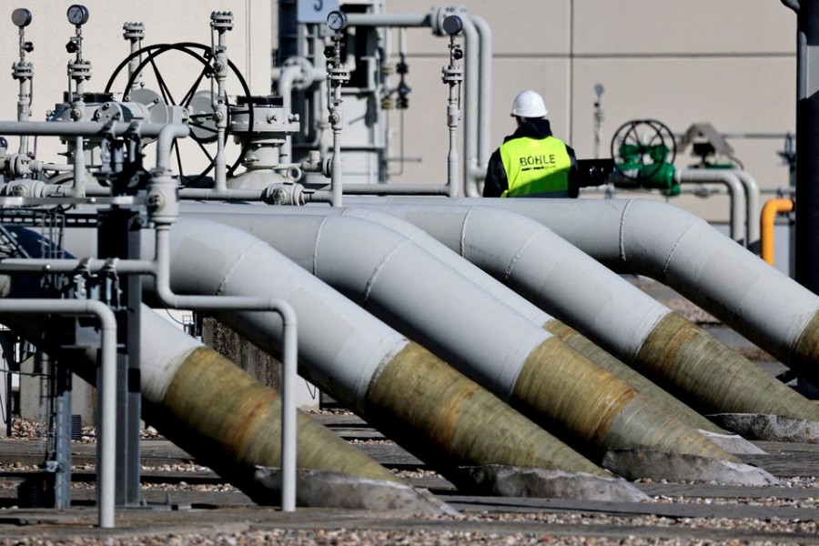 Pipes at the landfall facilities of the 'Nord Stream 1' gas pipeline are pictured in Lubmin, Germany, March 8, 2022. REUTERS/Hannibal Hanschke/File Photo