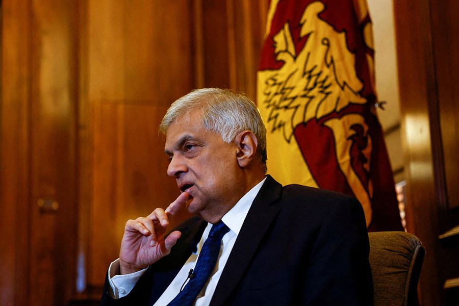 Sri Lanka's President Ranil Wickremesinghe looks on during an interview with Reuters at Presidential Secretariat, amid the country's economic crisis, in Colombo, Sri Lanka on August 18, 2022 — Reuters/Files