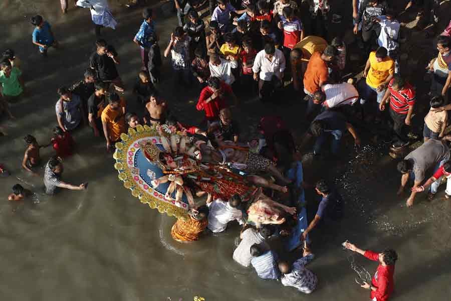 Durga Puja ends with immersion of idols
