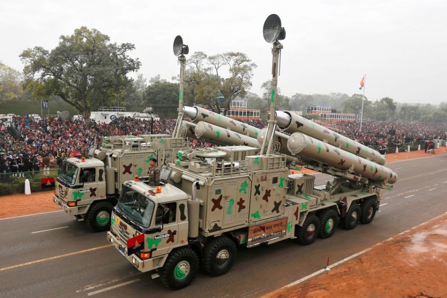 Indian Army's BrahMos weapon systems are displayed during a full dress rehearsal for the Republic Day parade in New Delhi January 23, 2015. REUTERS/Adnan Abidi