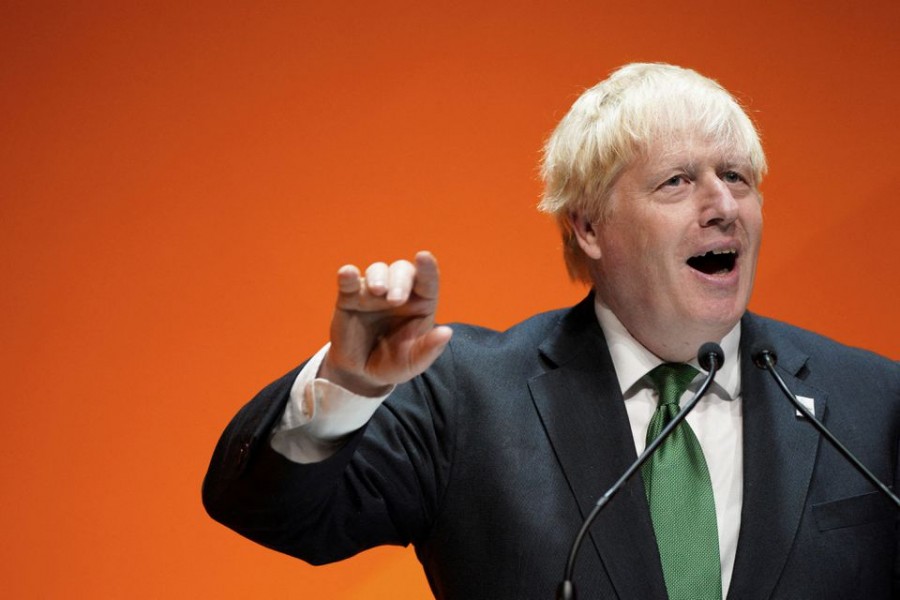 British Prime Minister Boris Johnson speaks at the Commonwealth Business Forum at the International Convention Centre (ICC), in Birmingham, Britain on July 28, 2022 — Pool via Reuters/Files