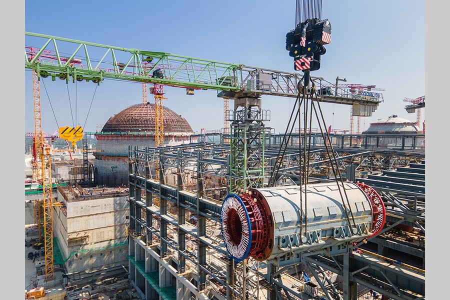 Generator stator installed at unit 2 of Rooppur NPP