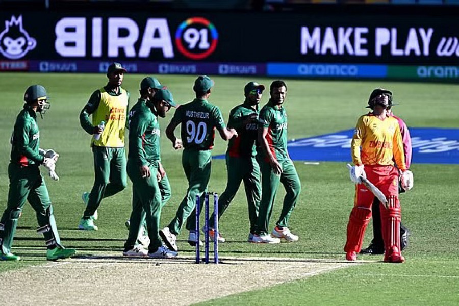 Bangladesh beat Zimbabwe by 3 runs in a thrilling Twenty20 World Cup match in Brisbane. Photo: ICC via Twitter