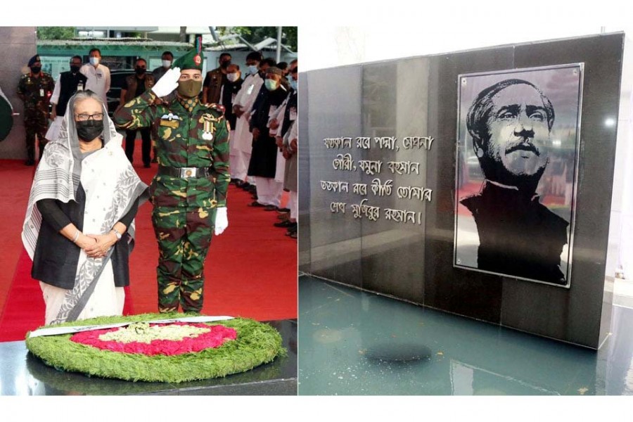 PM pays homage to Bangabandhu and four national leaders on Jail Killing Day