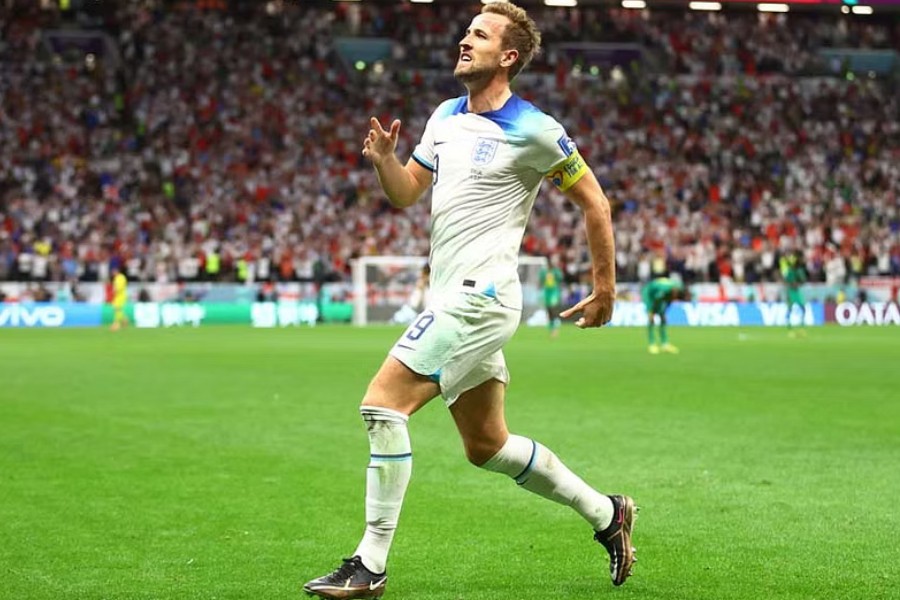 Football - FIFA World Cup Qatar 2022 - Round of 16 - England v Senegal - Al Bayt Stadium, Al Khor, Qatar - December 4, 2022 England's Harry Kane celebrates scoring their second goal REUTERS