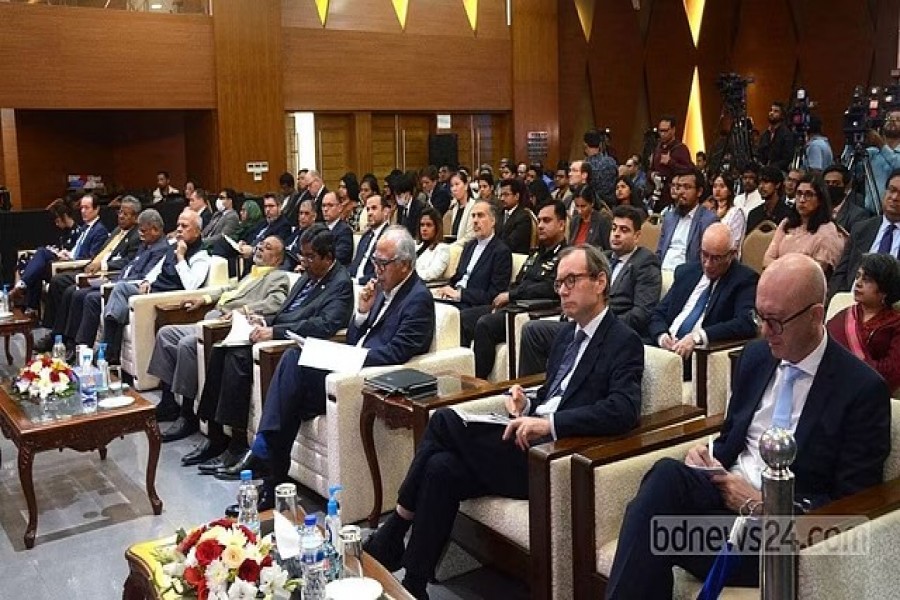 Guests at a seminar on the ‘Promotion and Protection of Human Rights: Bangladesh Perspective’ in Dhaka on Sunday, Dec 11, 2022.