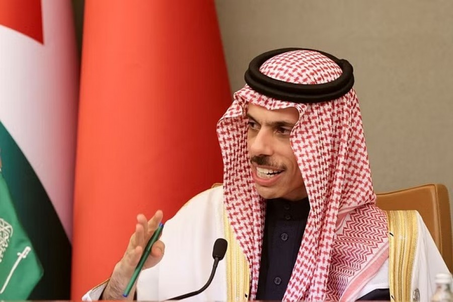 Saudi Minister of Foreign Affairs Prince Faisal bin Farhan Al-Saud attends a news conference at the Arab Gulf Summit in Riyadh, Saudi Arabia, December 9, 2022. REUTERS