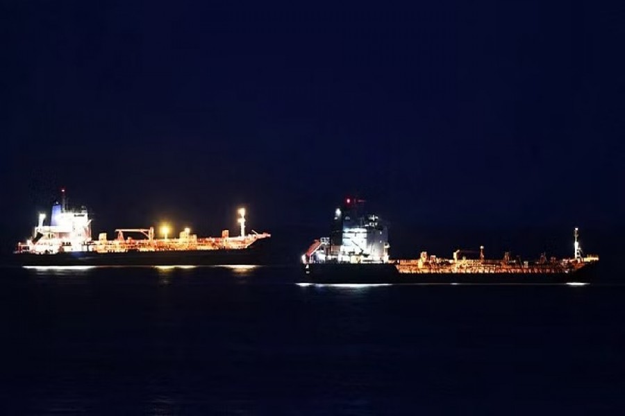 Oil product tankers sail along Nakhodka Bay near the port city of Nakhodka, Russia Aug 12, 2022. REUTERS