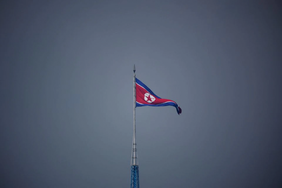 A North Korean flag flutters at the propaganda village of Gijungdong in North Korea, in this picture taken near the truce village of Panmunjom inside the demilitarized zone (DMZ) separating the two Koreas, South Korea on July 19, 2022 — Pool via Reuters/Files